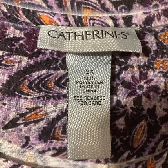 Catherines 3/4 Sleeve Purple Top 2X - Picture 2 of 5